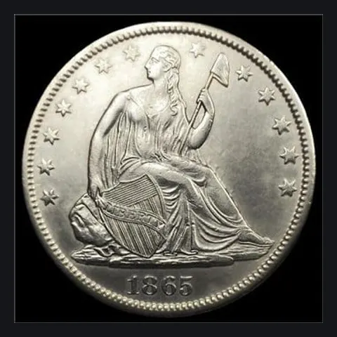 1865-S Seated Liberty half dollar, lot 333804 in the September 24th to 27th Austin Architect coin auction
